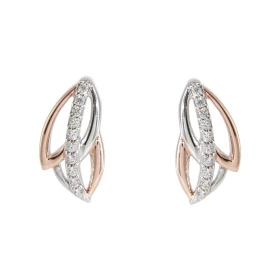 Boucles d oreilles Argent 925 Rhodié Rosé Oxydes Motif argent rhodié 2 tons un pavage d oxydes zirconium Les dimensions du...