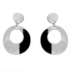 Boucles d oreilles Argent 925 rhodié motifs ronds Longueur : 3,2cm Système fermeture : poussettes