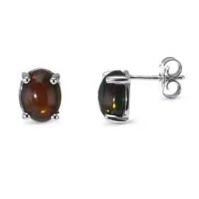 Boucles d oreilles Or Blanc 750 Opales Noires 9x7mm Ces boucles sont serties d opales noires ovales 9x7mm (2x1.2 carat) Ty...