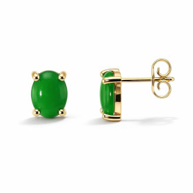  Boucles d oreilles Or Jaune 750 Jade Ces boucles sont serties Jade ovales 9x7mm Type sertissage : serti à 4 griffes Jade ...