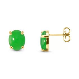  Boucles d oreilles Or Jaune 750 Jade Ces boucles sont serties Jade ovales 10x8mm (2 x 2.2 carats) Type sertissage : serti...