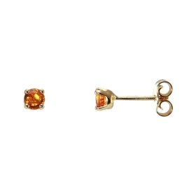  Boucles d oreilles Or Jaune 750 Saphir Orange traité  Ces boucles sont serties saphirs oranges ronds 4mm (2 x 0.35 carat)...