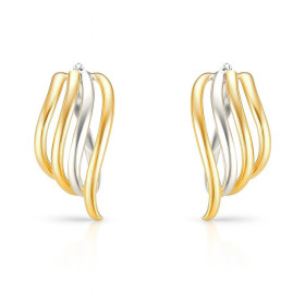  Boucles d oreilles ovales fantaisies 2 ors 375 composé d un anneau 3 branches Système d attache : charnière Dimensions ex...