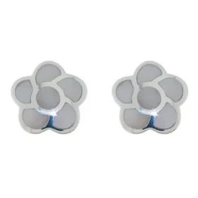 Boucles d oreilles forme fleurs Argent Nacre blanche Diamètre d une fleur : 13mm 