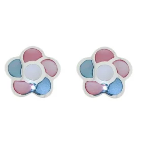 Boucles d oreilles forme fleurs Argent Nacre Diamètre d une fleur : 13mm 