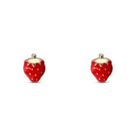  Boucles d oreilles Fraises Or Jaune 375/1000 Ces boucles d oreilles sont émaillées afin faire ressortir le motif fraise D...