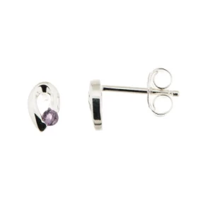 Boucles d oreilles Argent 925 Améthyste Motif forme goutte serti d une pierre 2mm