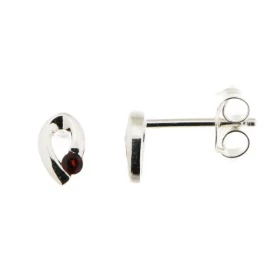 Boucles d oreilles Argent 925 Grenat Motif forme goutte serti d une pierre 2mm