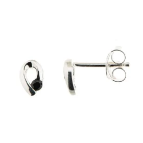 Boucles d oreilles Argent 925 Oxyde zirconium noir Motif forme goutte serti d une pierre 2mm