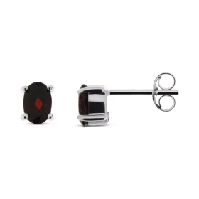 Puces d oreilles Grenat Or Blanc 375 Ces boucles sont serties pierres ovales 6x4mm La fermeture effectue par un système cl...