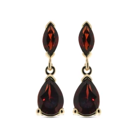 Boucles d oreilles pendantes grenat Or Jaune 375 Les grenats sont taillés marquise 6x3mm poire 7x5mm La fermeture effectue...