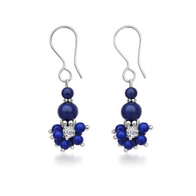 Boucles d oreilles Argent 925 Lapis lazuli pendantes, longueur : 44mm