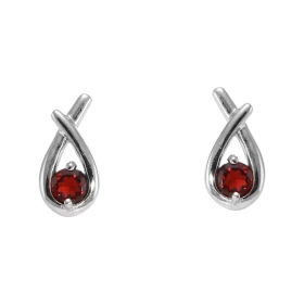 Boucles d oreilles Motif Croisé Argent 925 Rhodié Grenat Rond 4mm Chaque boucle est sertie d une pierre ronde 4mm diamètre...