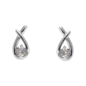 Boucles d oreilles Motif Croisé Argent 925 Rhodié Oxyde zirconium Rond 4mm Chaque boucle est sertie d une pierre ronde 4mm...