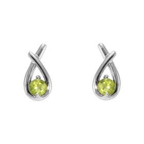 Boucles d oreilles Motif Croisé Argent 925 Rhodié Péridot Rond 4mm Chaque boucle est sertie d une pierre ronde 4mm diamètr...