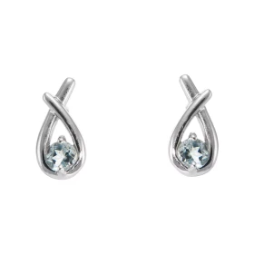 Boucles d oreilles Motif Croisé Argent 925 Rhodié Topaze bleue traitée Ronde 4mm Chaque boucle est sertie d une pierre ron...