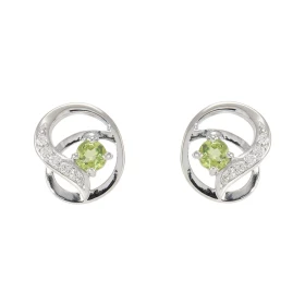 Boucles d oreilles Motifs entrelacés Argent 925 Rhodié Péridot Rond Oxydes Boucles composées d un motif entrelacé pavés d ...