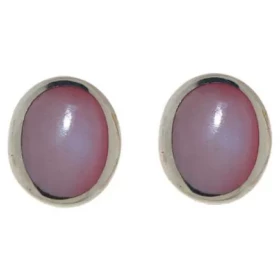 Boucles d oreilles Argent 925 Nacre , motif oval ondulé 14x16mm