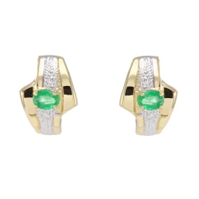 Boucles d oreilles 2 Ors 750/1000 Emeraude Dimensions des pierres : 4 x 3 mm Dimensions du Motif : 12 x 8,5 mm 