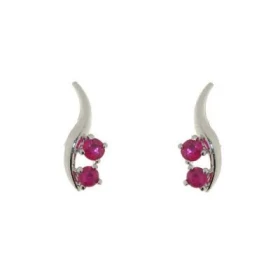 Boucles d oreilles Or Blanc 750/1000 Rubis Diamètre des pierres : 2 mm Dimensions du Motif : 10 x 4mm 