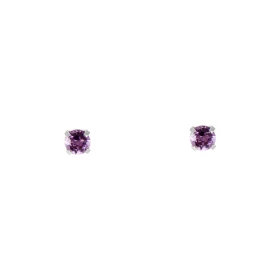 Boucles d oreilles Or Blanc 375 Améthyste 3mm Boucles d oreilles type puces Or Blanc 375 Pierres rondes 3mm diamètre (0,15...