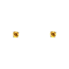 Boucles d oreilles Or Blanc 375 Citrine 3mm Boucles d oreilles type puces Or Blanc 375 Pierres rondes 3mm diamètre (0,15 c...