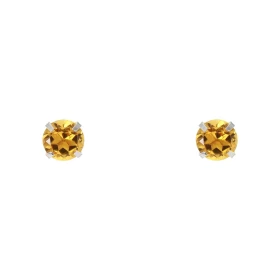 Boucles d oreilles Or Blanc 375 Citrine 5mm Boucles d oreilles type puces Or Blanc 375 Pierres rondes 5mm diamètre (0,55 c...