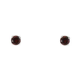 Boucles d oreilles Or Blanc 375 Grenat 4mm Boucles d oreilles type puces Or Blanc 375 Pierres rondes 4mm diamètre (0,3 car...