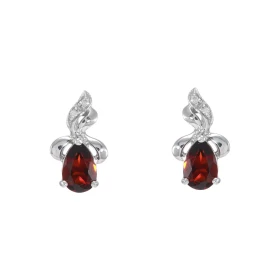 Boucles d oreilles Or Blanc 375 Grenat Poire 6x4mm Diamant Chaque boucle est sertie d un Grenat Poire 6x4mm 2 diamants Les...