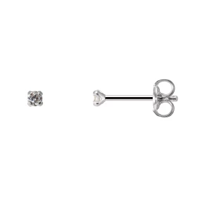  Puces d oreilles Or Blanc 375 Oxyde zirconium Le diamètre des pierres est 2mm Serti 4 griffes Fermeture par poussettes 