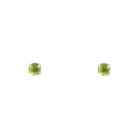 Boucles d oreilles Or Blanc 375 Péridot 3mm Boucles d oreilles type puces Or Blanc 375 Pierres rondes 3mm diamètre (0,15 c...