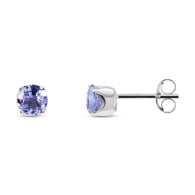 Boucles d oreilles Or blanc 375 Tanzanite Ronde 5mm Boucles d oreilles type puces Or blanc 375 (9 carats) Pierres rondes 5...