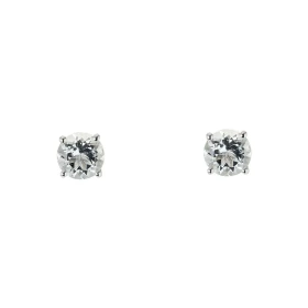 Boucles d oreilles Or Blanc 750 Aigue Marine 5mm Boucles d oreilles type puces Or Blanc 750 Pierres rondes 5mm diamètre (0...