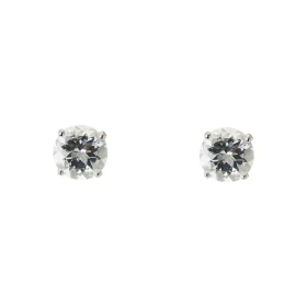 Boucles d oreilles Or Blanc 750 Aigue Marine 6mm Boucles d oreilles type puces Or Blanc 750 Pierres rondes 6mm diamètre (0...