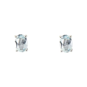 Boucles d oreilles Or Blanc 750 Aigue Marine Ovale 7x5mm Boucles d oreilles type puces Or Blanc 750 Pierres ovales 7x5mm (...