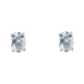 Boucles d oreilles Or Blanc 750 Aigue Marine Ovale 8x6mm Boucles d oreilles type puces Or Blanc 750 Pierres ovales 8x6mm (...