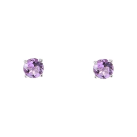 Boucles d oreilles Or Blanc 750 Améthyste 5mm Boucles d oreilles type puces Or Blanc 750 Pierres rondes 5mm diamètre (0,45...