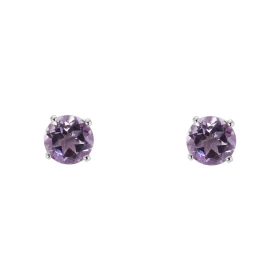 Boucles d oreilles Or Blanc 750 Améthyste 6mm Boucles d oreilles type puces Or Blanc 750 Pierres rondes 6mm diamètre (0,8 ...