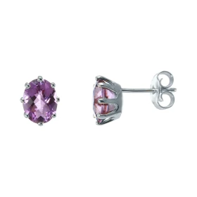  Boucles d oreilles Or Blanc 750 Améthyste ovale 8x6mm Poids total améthyste : 2,2 carats Chaton à 8 griffes Fermeture par...
