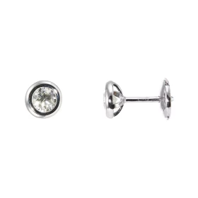  Boucles d oreilles Or Blanc serties deux diamants 4.2mm diamètre Diamètre du Motif Or Blanc : 7mm Système sécurité ALPA P...