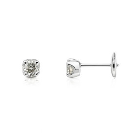  Boucles d oreilles Or Blanc serties deux diamants Diamètre des pierres : 4.5mm Système sécurité ALPA Couleur Diamant : M ...