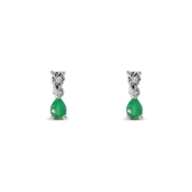 Boucles d oreilles Or Blanc 750 Emeraude Poire 5x3mm Diamant Motif articulé serti d une émeraude poire 5x3mm d un diamant ...