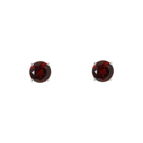 Boucles d oreilles Or Blanc 750 Grenat 5mm Boucles d oreilles type puces Or Blanc 750 Pierres rondes 5mm diamètre (0,45 ca...