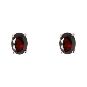 Boucles d oreilles Or Blanc 750 Grenat Ovale 8x6mm Boucles d oreilles type puces Or Blanc 750 Pierres ovales 8x6mm (1.2 ca...