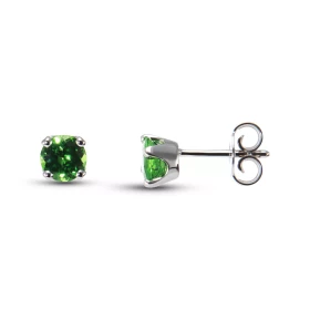  Boucles d oreilles Or Blanc 750 serties 2 Grenats Tsavorite ronds 5mm ( 2 x 0,5 carat ) Serti à griffes Système fermeture...