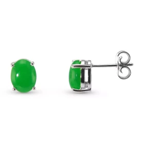  Boucles d oreilles Or Blanc 750 Jade Ces boucles sont serties Jade ovales 8x6mm (2 x 1.4 carat) Type sertissage : serti à...