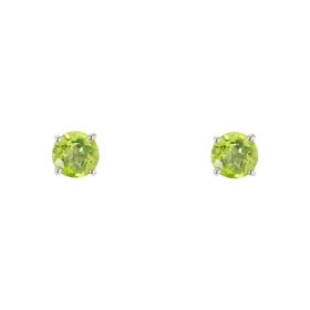 Boucles d oreilles Or Blanc 750 Péridot 5mm Boucles d oreilles type puces Or Blanc 750 Pierres rondes 5mm diamètre (0,45 c...