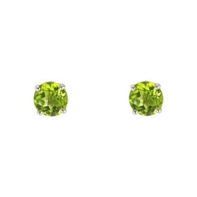 Boucles d oreilles Or Blanc 750 Péridot 6mm Boucles d oreilles type puces Or Blanc 750 Pierres rondes 6mm diamètre (0,8 ca...