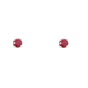  Boucles d oreilles Or Blanc 750 Rubis 3mm Boucles d oreilles type puces Rubis Pierres rondes 3mm diamètre (0,15 carat/piè...