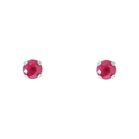 Boucles d oreilles Or Blanc 750 Rubis 5mm Boucles d oreilles type puces Rubis Pierres rondes 4mm diamètre (0,3 carat/pièce...